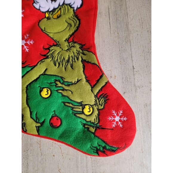 Merry grinchmas Grinch red stocking Xmas hanging home decor - Picture 5 of 7